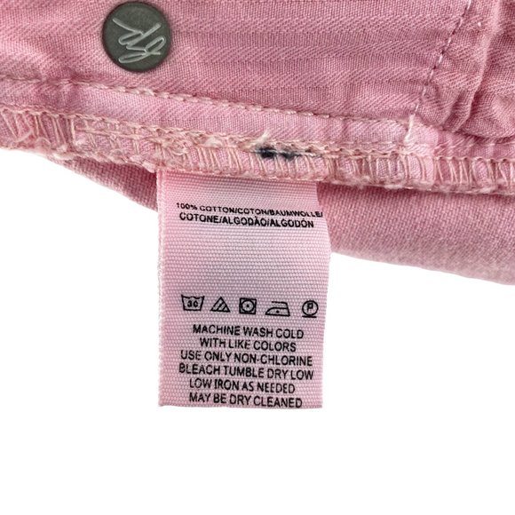 FREE PEOPLE We the Free Pink Button Fly Distressed Cutoff Shorts Size 24 NWOT - Picture 12 of 14